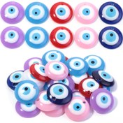 Resim Çok Renkli Yuvarlak Göz Kolye Ucu 6'lı Set - DIY Kolye, Telefon Zinciri ve Takı Yapımı Aksesuarları için Boncuk Çeşitleri 
