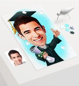 Resim Kişiye Özel Bay Mezuniyet Karikatür 240 Parça A3 Puzzle - 1 