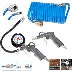 Resim Proxtech Kompresör 100 lt Hava Hacmi 10 bar Basınç 0,5 hp Motor Gücü Saatli Lastik Şişirme Seti 