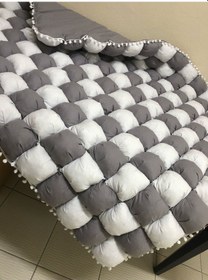 Resim Gri -Beyaz 40 Yama Bebek Yorganı 