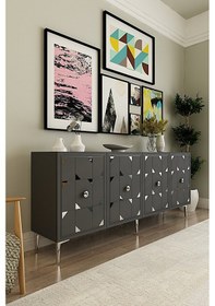 Resim Ka1803as Moka180 Konsol, Kahve Köşesi, Tv Sehpası Antrasit-sılver 180cm Antrasit-sılver 