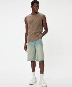 Resim Koton Oversize Kot Şort Cep Detaylı Pamuklu Açık İndigo 4sam40033ıd Açık İndigo 