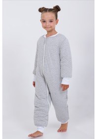 Resim Cantoy Kız Erkek Çocuk Kalın Elyaf Dolgulu Premium Kalite 2.5 Tog Desenli Uyku Tulumu Gri - Beyaz 