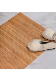 Resim Doğal Bambu Banyo Paspası, Duş Ve Küvet İçin Kaymaz Mat, Çok Amaçlı Kullanım Siyah 