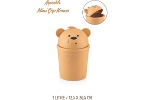 Resim PremiumPort Sevimli Ayıcıklı Mini Masa Üstü Çöp Kutusu 1 Litre 