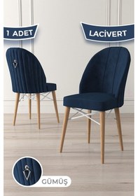Resim Canisa Ritim Serisi 1 Adet Lacivert Sandalye 1.sınıf Babyface Ithal Kumaş Doğal Ahşap Ayak Gümüş Halkalı Sandalye Lacivert Ayaklar Doğal Ahşap 