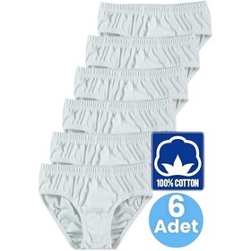 Resim Uniquetrenders Erkek Çocuk % 100 Pamuklu 6'lı Beyaz Slip Külot Beyaz 