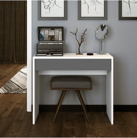 Resim Bicabin Arya Novella Bölmeli Antrasit Organizer Çekmeceli Makyaj Masası -Antrasit/Beyaz 