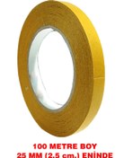 Resim Çift taraflı sarı bant 100 m. uzunluk (25 mm-2.5 cm eninde) 