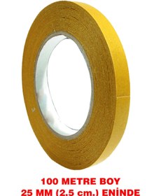 Resim Çift taraflı sarı bant 100 m. uzunluk (25 mm-2.5 cm eninde) 