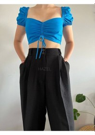 Resim Hazel Kadın Siyah Yüksek Bel Keten Balon Pantolon-siyah Siyah 