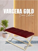 Resim Gazzini furniture Varcera Gold Sliced Bench Çapraz Metal Ayaklı Dilimli Model Bordo Puf 