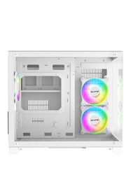 Resim Nova Beyaz 3 Rgb Fanlı Temperli Cam Panel Boş m-ATX Gaming Oyuncu Bilgisayar Kasası 