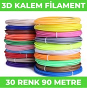 Resim Filamentmarketim 30 Renk 3 Metre 3d Kalem Pla Filament-90 Metre-3d Pen Filamenti 30*3mt 