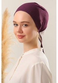 Resim Melodi Scarf Dikişsiz Penye Bone Mor Mor 