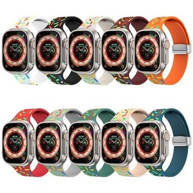 Resim Sones iOS Uyumlu Watch 42mm Gökkuşağı Noktalar Silikon Manyetik Toka Saat Kordonu 