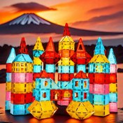 Resim PoddyPony Manyetik Yapı Blokları - 3D Renkli Karolarla Çocuklarınızın Hayal Gücünü Serbest Bırakın, Çocuklar İçin Eğitici STEM Oyuncak, Doğum Günleri & Tatiller İçin Mükemmel Hediye 
