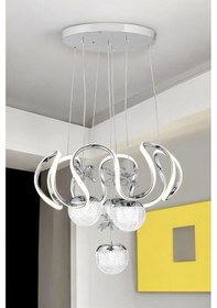 Resim Ey-El Tasarım Maxsi 4 Lü Ledli Krom 3 Renk Sarkıt Avize Krom 