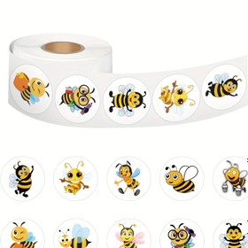 Resim 500 adet/rulo Arı Stickerları Hediye Süsleme Etiketi El Yapımı Stickerlar Kırtasiye Sticker 