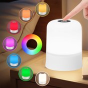 Resim 1 Adet LED Okuma Lambası, RGB Dokunmatik Gece Lambası, Tıklama Masa Lambası, Yatak Odası Komodin Lambası, Renkli Atmosfer Lambası, Renk Değiştiren Lamba, Kısılabilir USB Şarjlı, Yatak Odası Lambası, Komodin Lambası, Yatak Lambası 