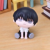 Resim Sevimli Anime Chibi Tarzı Figür Koleksiyon Heykelcik - Siyah Saçlı & Beyaz Kıyafetli Çömelme Pozu, Büyük Gözlerle Şirin Yüz (Detay Modelleme) Sergi Bebeği ve Hediye Seçeneği için Mükemmel, Animé Hayranlarınca Tercih Edilen Model Oyuncak (Montaj Gerekmez) 