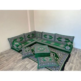 Resim Coton Şark Köşesi Saraylı Desenli Minder Takımı Konsept Yeşil 
