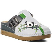 Resim Tigerline 154212 Gri-Siyah Panda Desenli Kadın Sabo Terlik Tigerline