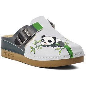 Resim Tigerline 154212 Gri-Siyah Panda Desenli Kadın Sabo Terlik 