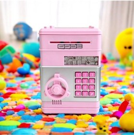 Resim Şifreli Otomatik Kağıt Para Alan Atm Pembe Kumbara 