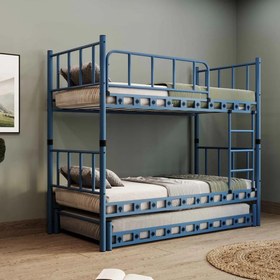 Resim Reyo Zambak Yavrulu Genç Çocuk Odası Metal Lacivert Ranza 90x190 