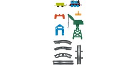 Resim Thomas ve Arkadaşları Thomas ve Cranky Kargo Macerası, Sür-Bırak Trenli, Oyuncak Motorlu Tren, Lokomotif, Vinç, Tünel Dahil GFJ76 