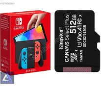 Resim Nintendo OLED 80 Oyun 512 GB SD Kart Çanta Hediye |Takas Yapılır 