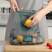 Resim Meyve ve Sebzeler için Nefes Alabilen Fileli Depolama Çantası - Taşınabilir, Askılı Fileli Çanta, Tutma Sapı ile, Nefes Alabilen ve Yıkanabilir Polyester, Evde Mutfak Düzeni için İdeal 