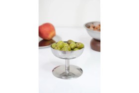 Resim Beige & Stone Metal Yüksek Ayaklı 8 cm Dondurma Tatlı Çerez Kahvaltılık Sunum Kase 