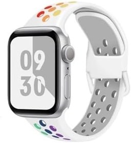 Resim CONSTRAIN - Apple ile uyumlu Watch 42mm 44mm 45mm 49mm 1/2/3/4/5/6/se/se2/7/8/9/ultra 1/2 Nike Spor Kordon Beyaz Gökkuşağı 