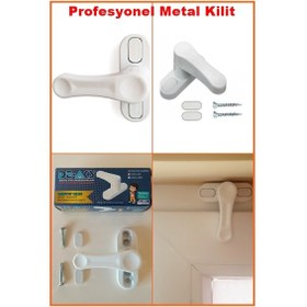 Resim Pvc Pencere Metal Çekmeli Çocuk Emniyet Güvenlik Kilidi Beyaz 