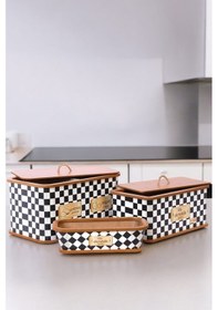 Resim Morponi 3'lü Ahşap Patates Soğanlık Ekmeklik Sebzelik Sepeti Ekmek Sepeti Kutusu Ahşap 