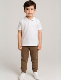 Resim Zekids Çocuk Beli Paçası Lastikli Yumuşak Dokulu Okul Eşofman Altı-16088 Kahverengi 