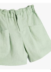 Resim Koton Keten Şort Beli Lastikli Cepli Yeşil 4skg40062aw Yeşil 