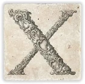 Resim Oscar Stone Decor Doğaltaş Baskılı Bardak Altlığı X Harfi Ba-X1 