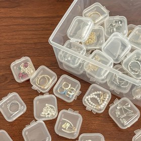 Resim 20 adet/10 adet/5 adet/1 adet Kapaklı Şeffaf Plastik Takı Saklama Kutusu, Mini Kare Konteyner, Boncuklar, Küpeler, Küçük El Sanatları, Ev Yatak Odası Aksesuarları ve Dikiş Malzemeleri için Depolama 