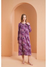 Resim Pjs 27165 Kadın Uzun Kol Gecelik Lila 