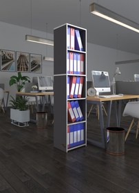 Resim Kenzlife Klasörlük Raflı Kutadgu Gri 175*40*30 Kitaplık Ofis Arkalıksız 