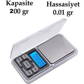 Resim Dijital Hassas Elektronik Kuyumcu Cep Terazisi Tartı 200 Gr 0.01 Gr Antrasit - Mavi - Siyah 