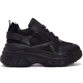 Resim Derimod Kadın Siyah Kalın Tabanlı Bağcıklı Sneaker 24WFE220014 