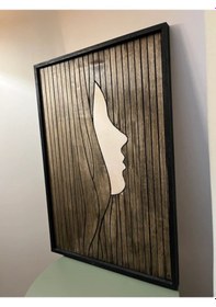 Resim Cıgıl Wood Woman Face Ahşap Bohem Tablo 