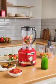 Resim Karaca Multiblend Artisan Retro Mutfak Robotu 1000W Red 