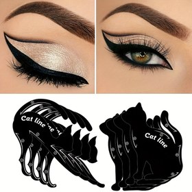 Resim 2 adet Eyeliner Şablonlar, Mat PVC Malzeme Dumanlı Göz Farı Aplikatörleri Kılavuzu Şablon Aracı, Hızlı Makyaj Şablonları Eyeliner Kalıpları Çeşitli Şekillerde Eyeliner ile Bir Makyaj Aracı 