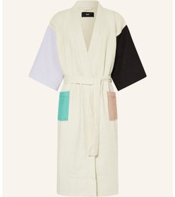 Resim Unisex Kimono Waffle 125 Cm Şal Yaka Çift Halkalı Kemerli Ekru 