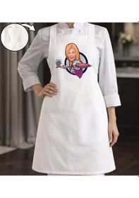 Resim Bk Gift Kişiye Özel Karikatürlü Çapraz Askılı Beyaz Mutfak Önlüğü - 1, Aşçı Önlüğü, Şef Önlüğü, Anneye Hediye Kobitmeyencom35951 Bk Gift Renkli 